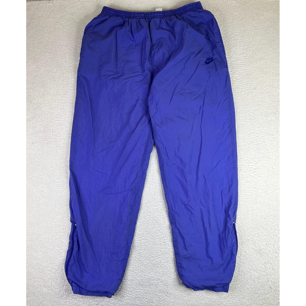 Vintage Nike Track Pants Mens Large Blue Nylon Warm Up Ankle Zip Foot Locker
